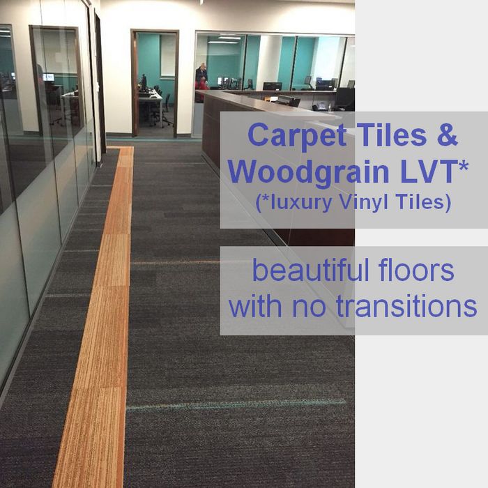 Luxury Vinyl Tiles and Carpet Tile Flooring.